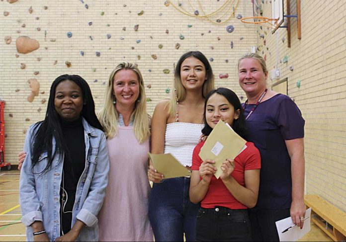 Ruby-Tagara,-Zoe-Vinicombe-and-Nagina-Magar-with-Laura-Robins-and-Lara-Sinclair-from-Stoke-Damerels-Sixth-form-team Ruby-Tagara,-Zoe-Vinicombe-and-Nagina-Magar-with-Laura-Robins-and-Lara-Sinclair-from-Stoke-Damerels-Sixth-form-team