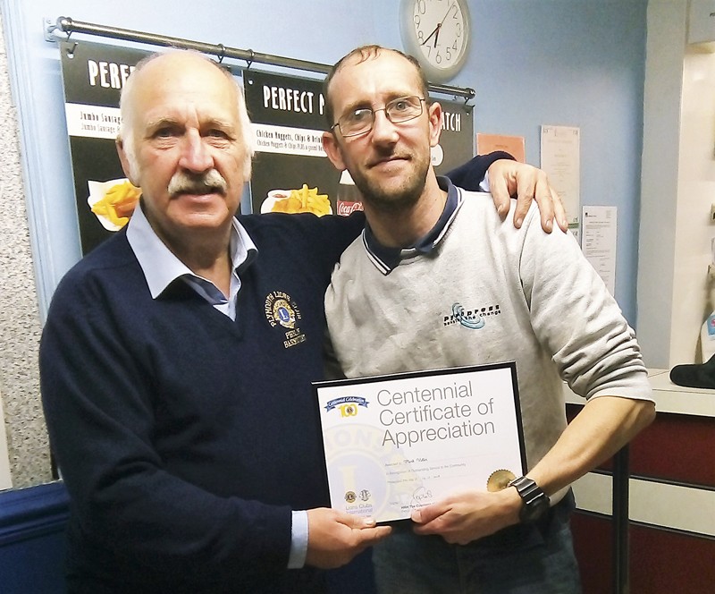 Mark with his award presented by Phil Barnicoat