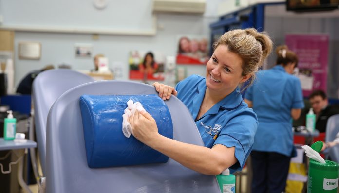 Blood donation session hygiene