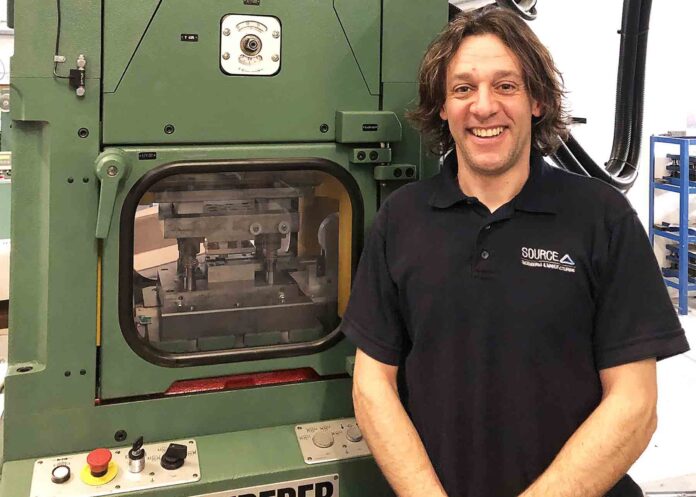 Pablo Gutierrez, technical director at Source Engineering, with the new Bruderer machine Pablo Gutierrez, technical director at Source Engineering, with the new Bruderer machine