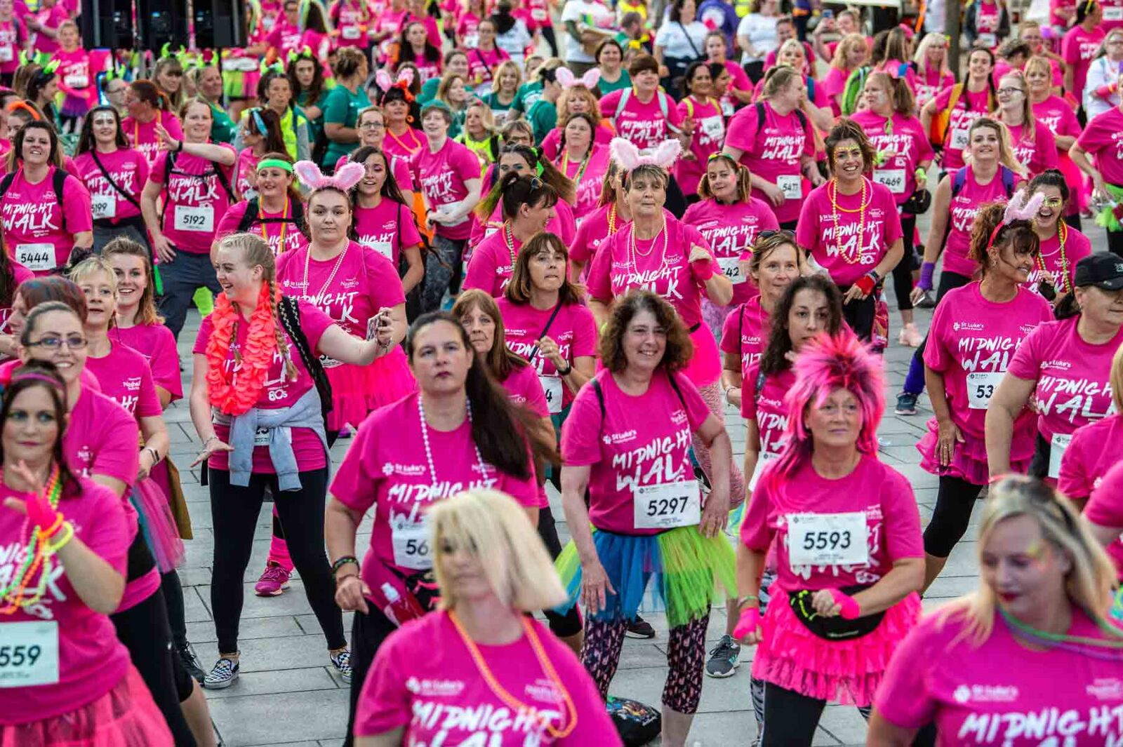 Ladies warming up for the Midnight Walk for St Luke's