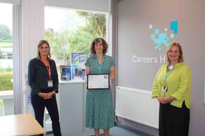 Gatsby celebration (from left) Nicky Henderson, senior enterprise co-ordinator at Heart of the South West Careers Hub, careers coordinator, Sarah Sinclair and principal and chief executive, Jackie Grubb Gatsby celebration (from left) Nicky Henderson, senior enterprise co-ordinator at Heart of the South West Careers Hub, careers coordinator, Sarah Sinclair and principal and chief executive, Jackie Grubb
