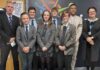 Lipson Academy pupils with Moira Marder, chief executive of the Ted Wragg Trust