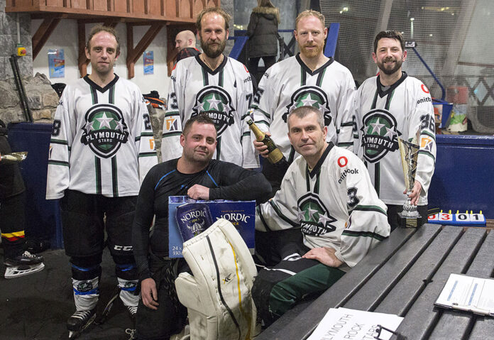 The victorious Plymouth Rock Stars team The victorious Plymouth Rock Stars ice hockey team