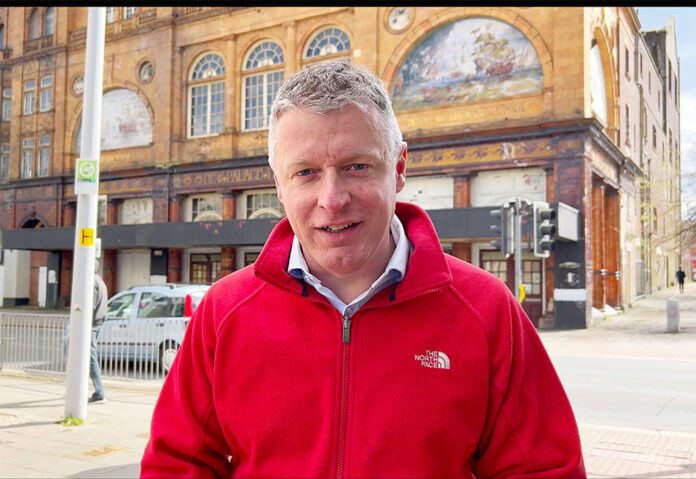 Luke Pollard MP pictured in front of the Palace Theatre Luke Pollard MP pictured in front of the Palace Theatre