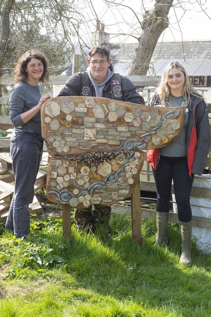 Green Minds project lead Jemma Sharman, student Stuart Morrisey and Poole Farm landscape assistant Grace Edmund Jones Green Minds project lead Jemma Sharman, student Stuart Morrisey and Poole Farm landscape assistant Grace Edmund Jones
