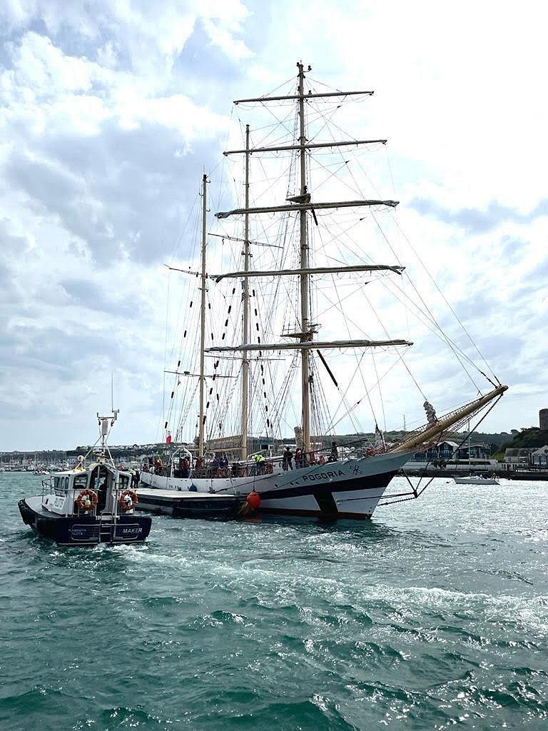 Polish training ship Pogoria moored at one of the pontoons
