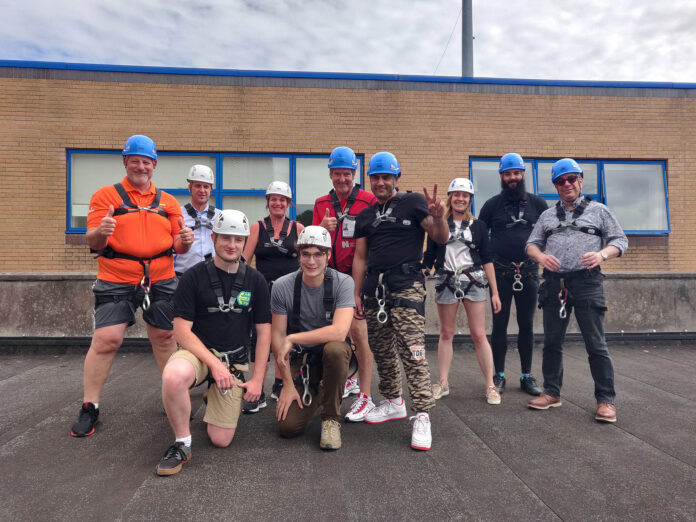 Ready for the drop..the abseilers prepare Ready for the drop..the abseilers prepare