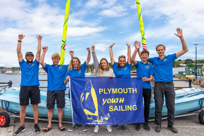 Hannah Mills (centre) pictured with members of Plymouth Youth Sailing Club Hannah Mills (centre) pictured with members of Plymouth Youth Sailing Club