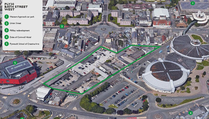 The Millbay site highlighted in green which has been earmarked for the development of 140 homes by Plymouth Community Homes The Millbay site highlighted in green which has been earmarked for the development of 140 homes by Plymouth Community Homes