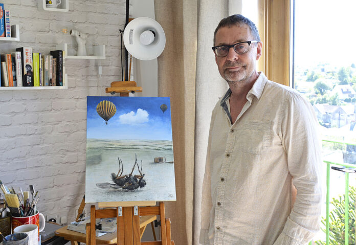 Artist Mark Hannon pictured in his Mannamead studio Artist Mark Hannon pictured in his Mannamead studio