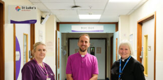 New Bishop of Plymouth visits Derriford Hospital Bishop of Plymouth, the Rt Rev’d James Grier pictured with representatives from St Luke’s Hospice and the Chaplaincy team during his visit