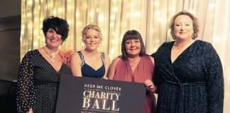 Charity ball raises over £7,000 for Keep Me Close Appeal Glittering success...(from left) Roisin McKeon Carter, events organiser Jen Granlund, Tracey Stavey and Katie Hoffman
