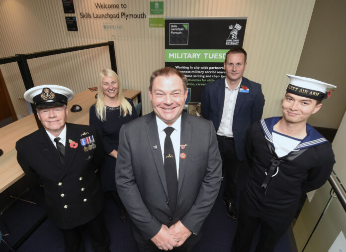 Councillor Mark Shayer pictured with Armed Forces personnel at the Tuesday launch Councillor Mark Shayer pictured with Armed Forces personnel at the Tuesday launch