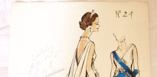 Queen’s dress designer exhibition in Plymouth By-Royal-appointment-Canada-evening-dress-1959