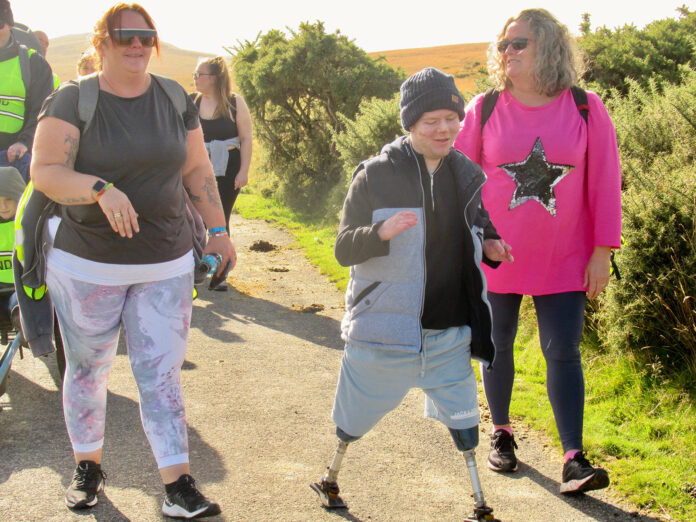 Barefoot-youngsters-2 Archie Barton and his mum Nicky completing the Barefoot Dartmoor Sponsored Walk pictured with Barefoot’s senior youth support worker Carly Brown-Martin