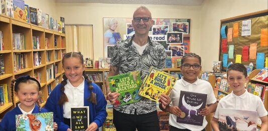 Children at Leigham Primary enjoyed meeting children’s author Mike Lucas who read some of his stories to them
