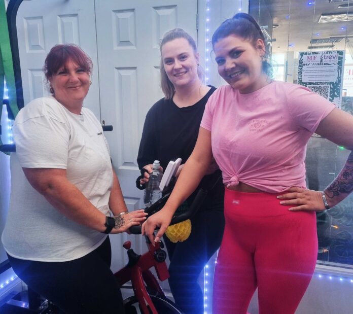 care homer Riders in training L-R Kelly Tennant, activities coordinator_ Zoe Cook, senior healthcare assistant_ Sarah McCaffrey, Deputy Manager
