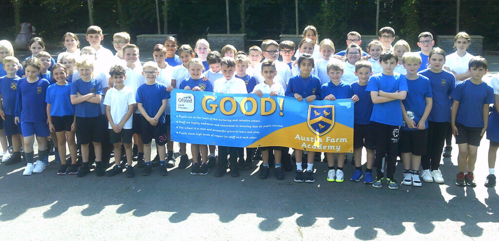 Austin Farm Academy pupils celebrate the ‘Good’ rating from Ofsted