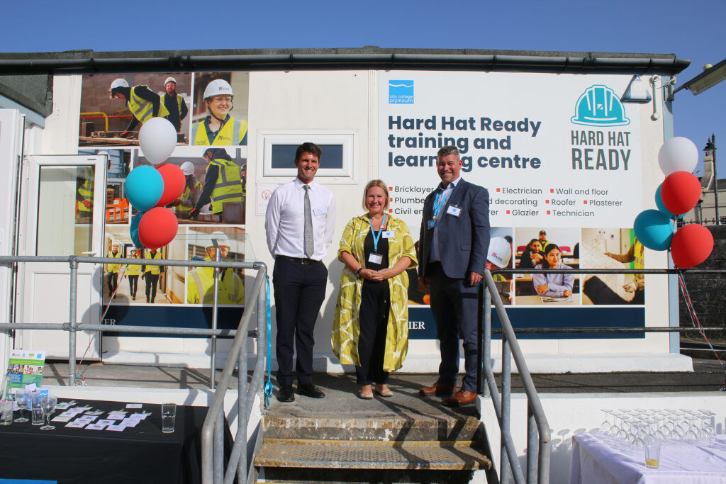 Pictured at the opening of the new training centre (from left) Doug LLoyd, regional director for Kier; Jackie Grubb, chief executive of City College and Lance Chatfield, executive of Technical Innovation at City College