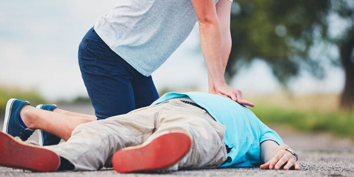 CPR image Illustrative photograph of a person giving CPR