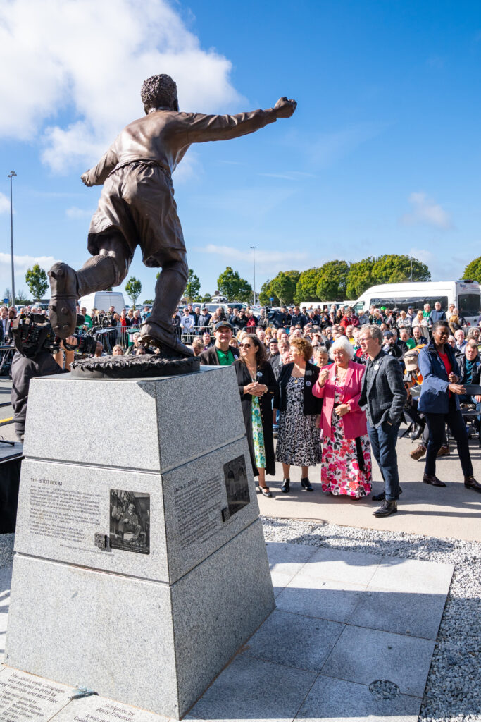 The unveiling of the Jack Leslie Statue at Argyle Stadium