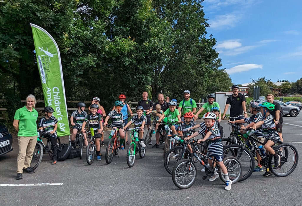 Members of Plymouth Argaum Rugby Club’s under 10s team have taken part in a 12-mile bike ride to raise vital funds to support the Children’s Air Ambulance