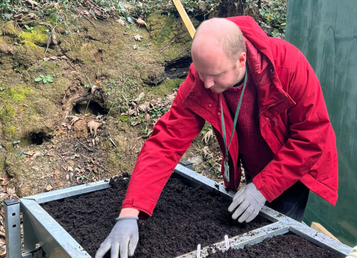 CommunityNursery_1 Farm Councillor Briars-Delve plants seedlings at a recent Community Nursery event at Poole Farm