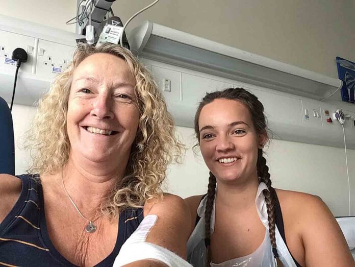 Linda Sellar - in hospital with daughter